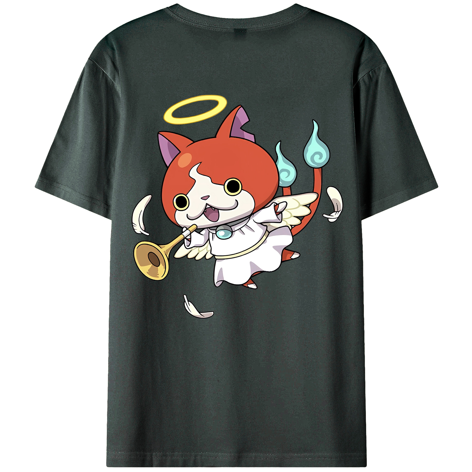 （画像用） 妖怪ウォッチ Yo-kai Watch 綿100％ メンズ半袖Tシャツ（バックプリント） 通気性